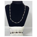 2 Pc Set Beaded 925 Silver 16" Necklace & 7.5ï¿½