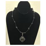 VTG Black Fauceted Beads 10" Necklace With