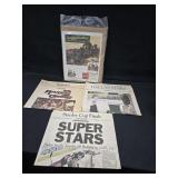 (3) Significant Sports Pages + Old Magazine Page