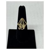 10K Letter A Gold Ring Size 7.5