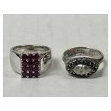 2 Beautiful 925 Silver Rings Size 8/8.5