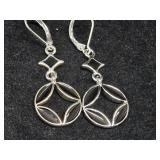 Dangle Earrings Silver Plated and Black Enamel