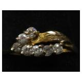 10K Gold & Diamond Ring Sz 8