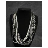 Black & Grey Strand Beads Necklace