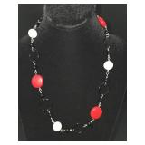 11" Red, Black & White Necklace
