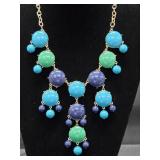 Blue & Green Statement Necklace & Earrings
