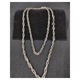 VTG Crown Trifari Silver Tone Rope Necklace 24"