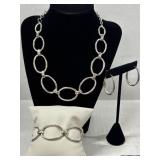 Premier Designs GILFORD Silver Tone Ovals 3 Pc