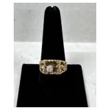 VTG 10k Gold Diamond Nugget Ring