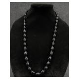 Vintage Black Plastic Beaded Necklace