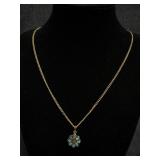 Gold Tone Flower Charm Necklace