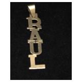 10K Gold RAUL Pendant 2"