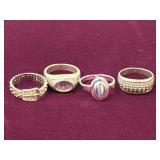 4 Silver Rings 925 Size 8
