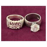2 Silver 925 Rings Size 7/7.5