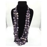 Large Multi Strand Purple Round Flat Beaded