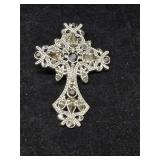 Vintage Premier Designs Silver Tone Cross P