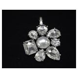 Premier Designs Faux Pearl Rhinestone Silver Tone