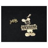 14K Mickey Mouse Pin and Mickey Mouse Pendant