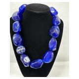 Blue Stone Chunky 8" Necklace