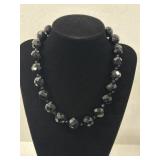 Black Jet Faceted Beaded Strand Ladies Necklace
