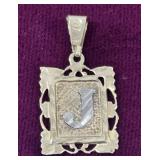 10k yellow gold initial "J" pendant charm .75