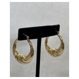 VTG 14k Yellow Gold Twist Design 1.5" Hoop