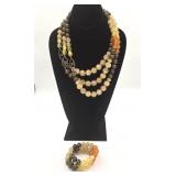 Earth Tones Large Beaded Necklace & Bracelet