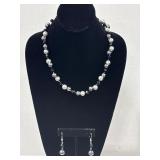 2PC Set Beaded and Fauceted Beads Necklace &