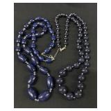 2 Blue Beaded Necklaces