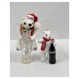 2 Polar Bear Coca Cola Christmas Ornaments Trim