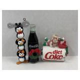 2 VTG Coca Cola & Diet Coca Cola Ornaments
