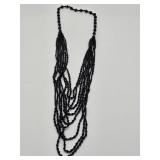 Black Multi-Strand Beaded Necklace