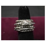 Premier Designs Silver & Black Fashion Ring Sz 5.5