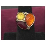 Premier Designs  POPPY Ring Gold Tone W Crystals