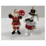 2000 VTG Coca Cola Santa & Polar Bear Ornaments