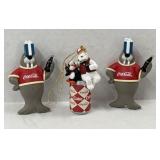 3 VTG Coca Cola Christmas Ornaments