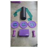 Yoga and workout equipmentFoam roller stretch