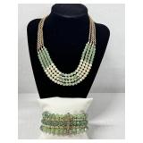Beautiful Gold Tone Round Faceted Green