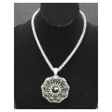 Premier Designs Black & Silver Pendant Necklace