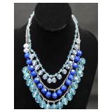Blue Beaded Necklace & (2) Beaded Bracelets