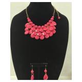 Pink Necklace Set Layered Chunky Necklace &