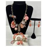 Premier Designs VTG Necklace Multi Pendant Coral