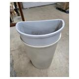 (2) Half Round Rubbermaid Trash Cans