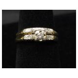 14K Gold & Diamond Wedding Set Sz 8
