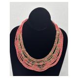 ANTHROPOLOGIE CORAL PINK & GOLDTONE SEED BEAD