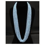 Multi-Strand Light Blue Beaded Necklace