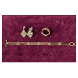 Necklace, Earrings & Ring Sz 8
