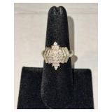 10K Yellow Gold Diamond Star Shape Cluster Ring