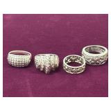 4 Silver 925 Rings Sizes 6.5