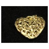 14K Gold Puff Heart Pendant